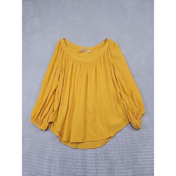 Maeve Tops - Maeve Shirt Womens 6 Boswell Peasant Blouse Mustard Yellow Anthropologie